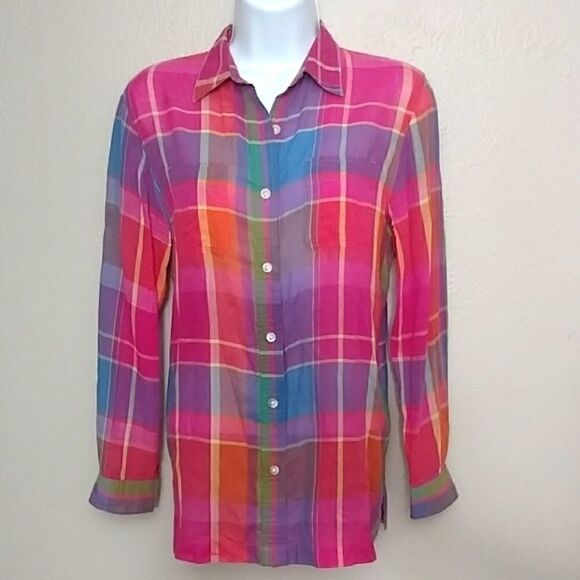 Ralph Lauren Lightweight Pink Plaid Button Down PM - Picture 1 of 8